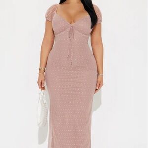 Fashion Nova Pink Bodycon Maxi Dress with Sweetheart Neckline